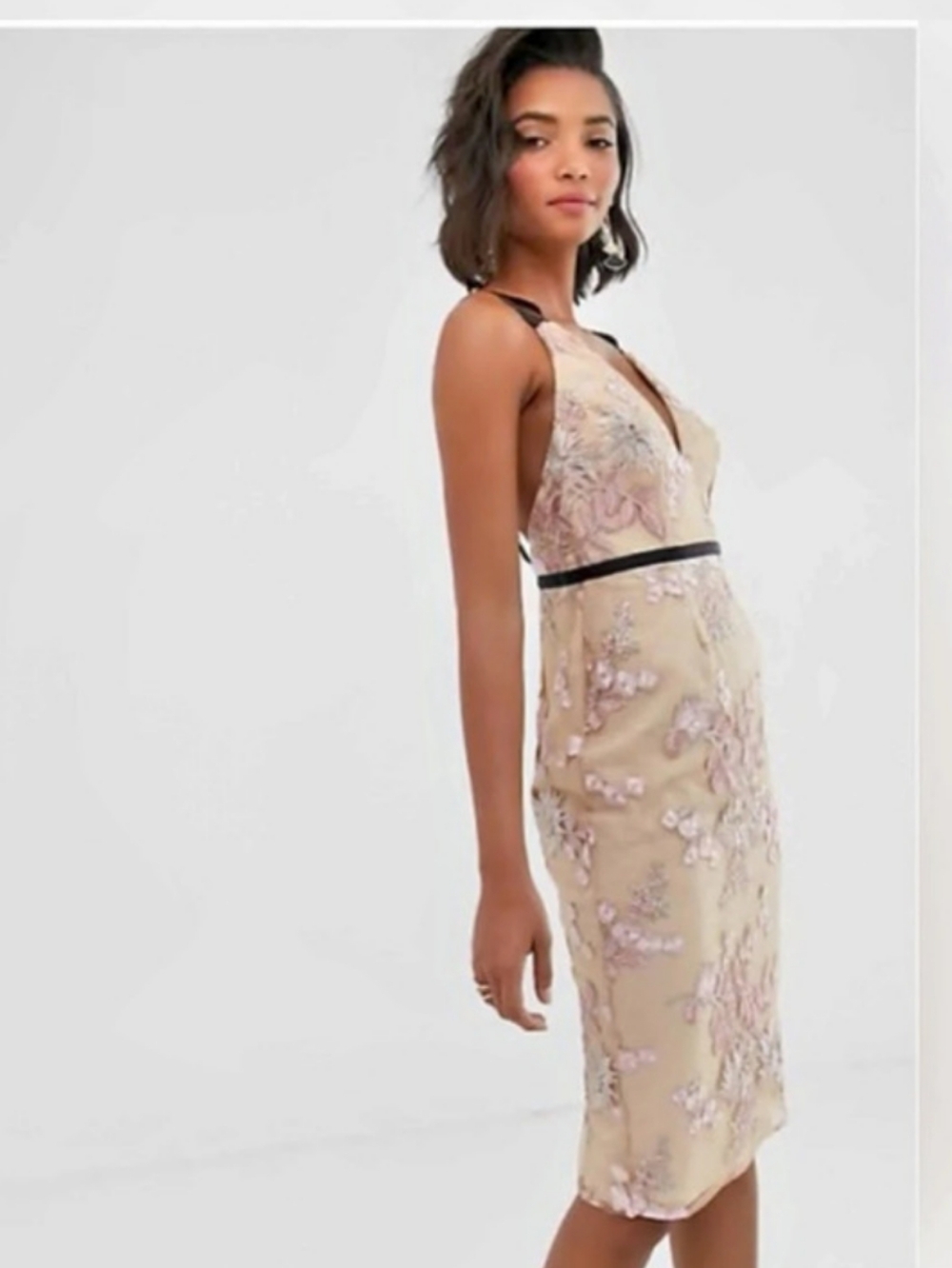 ASOS Floral Midi Dress in Pink & Brown Like New